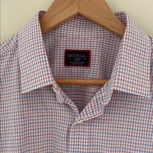 Untuckit men’s Russell slim fit performance windowpane check button down Sz L